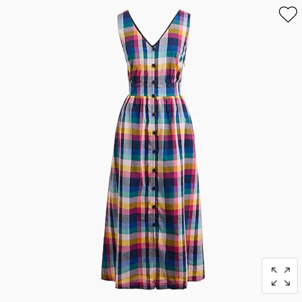 J Crew Mixed-plaid Madras button-up midi dress NWT